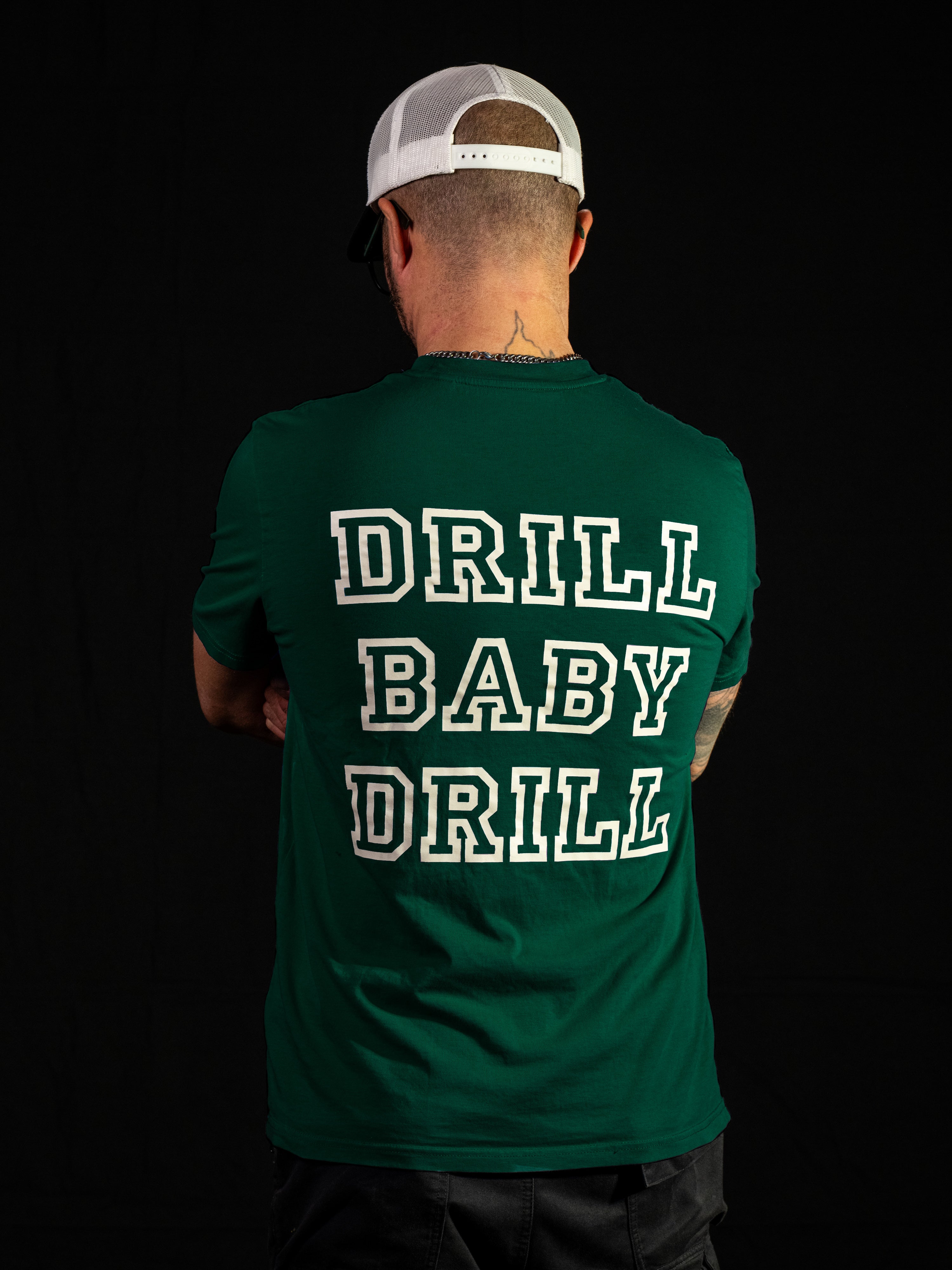 Drill Baby Drill Tee - Modern Script Style