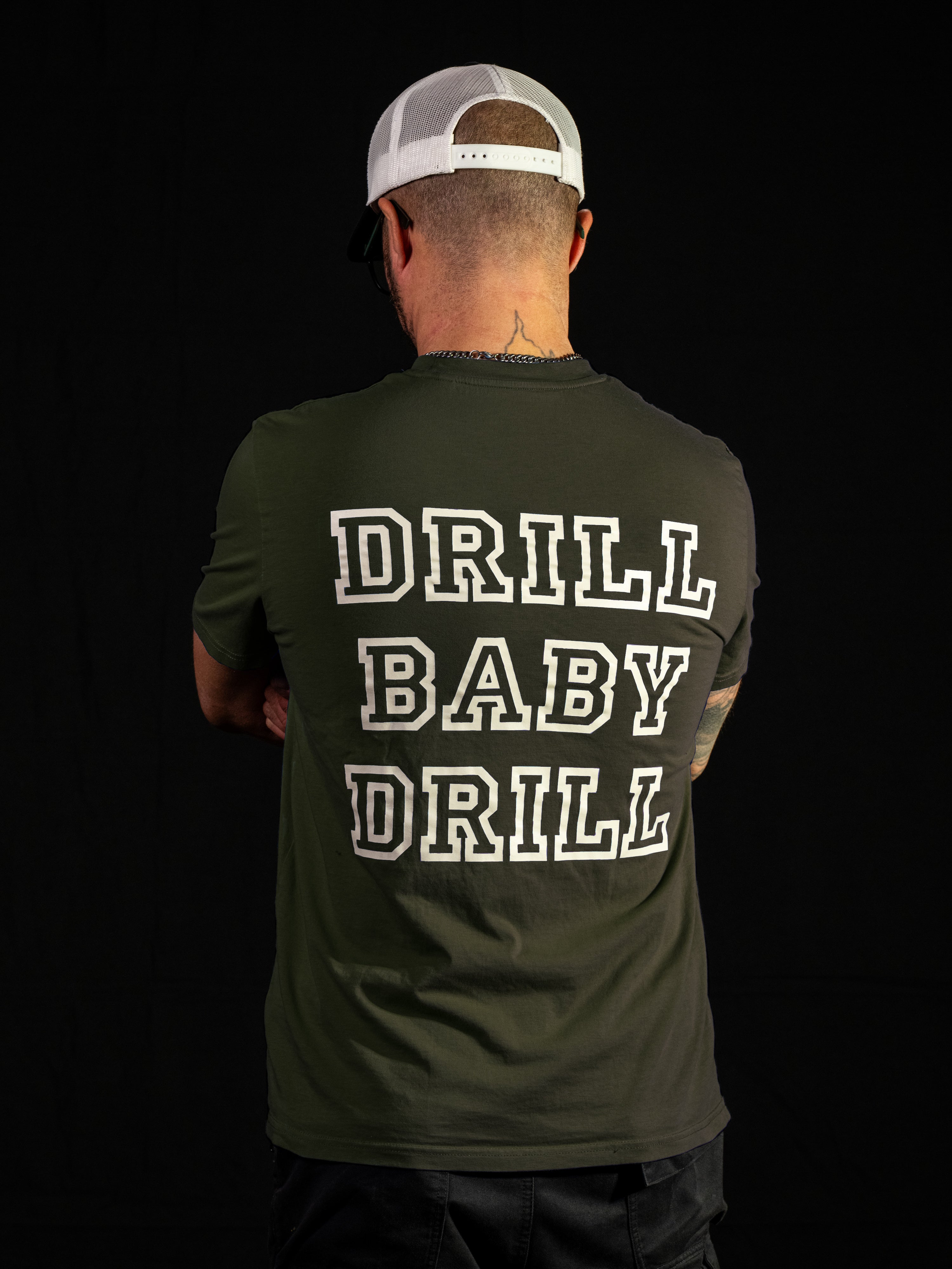 Drill Baby Drill Tee - Modern Script Style