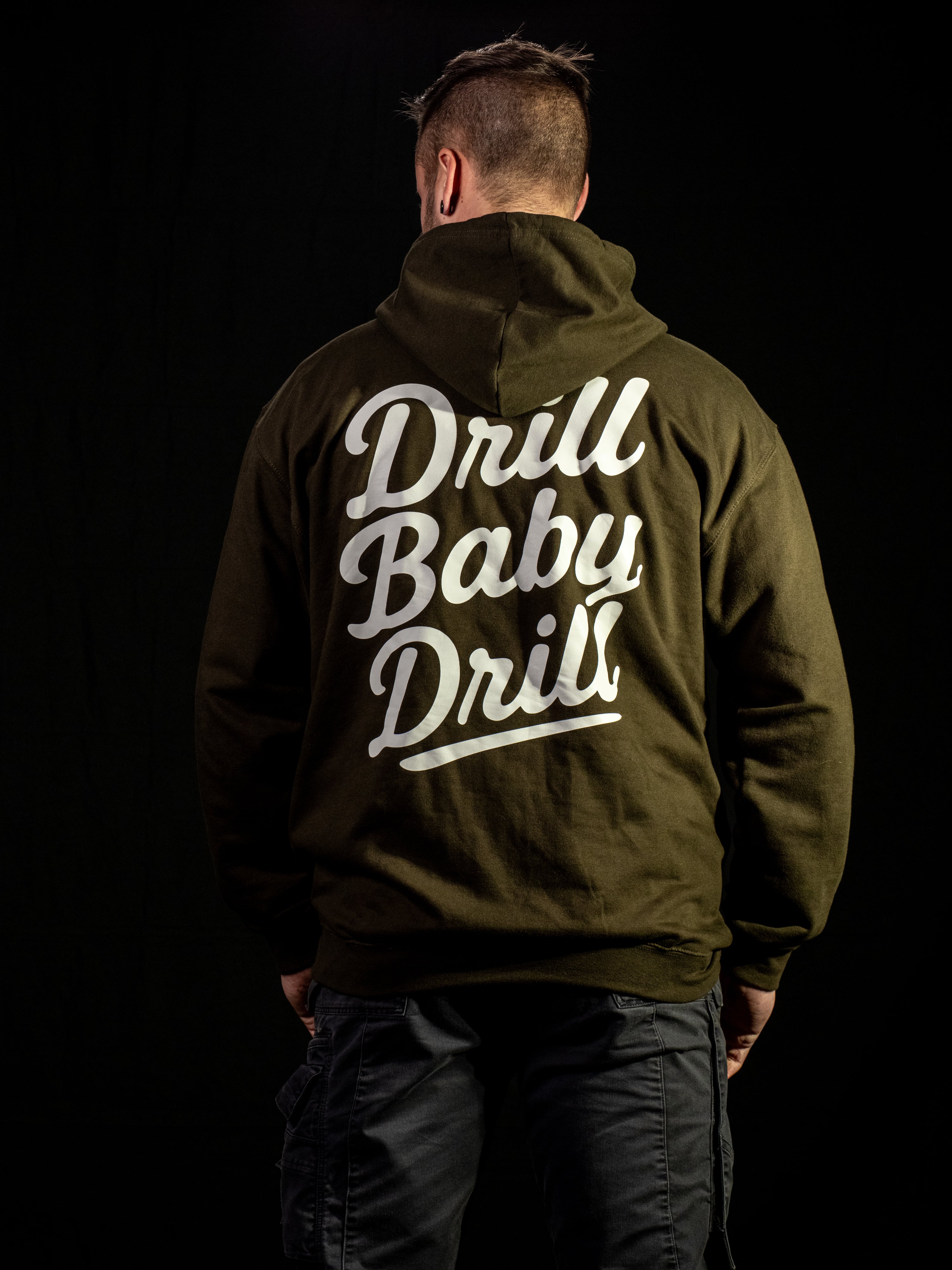 Drill Baby Drill Hoodie - Retro Script Style